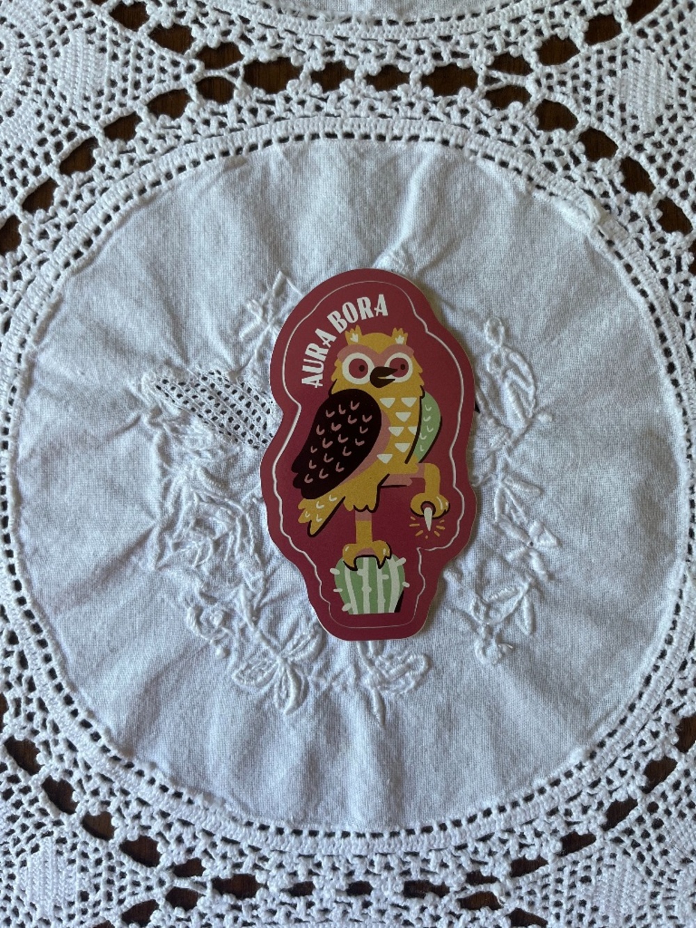 NEW Aura Bora herbal sparkling water owl decal sticker rare